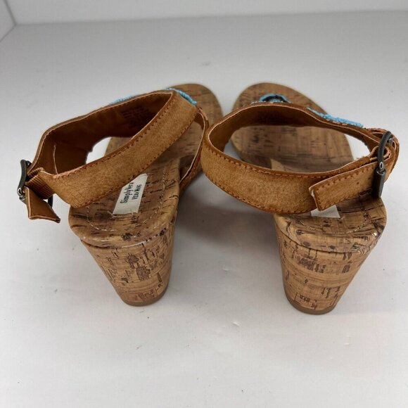 Simply Vera Vera Wang Womens 112913 Blue Beaded Thong Size 7.5 Wedge Sandals - Picture 5 of 10